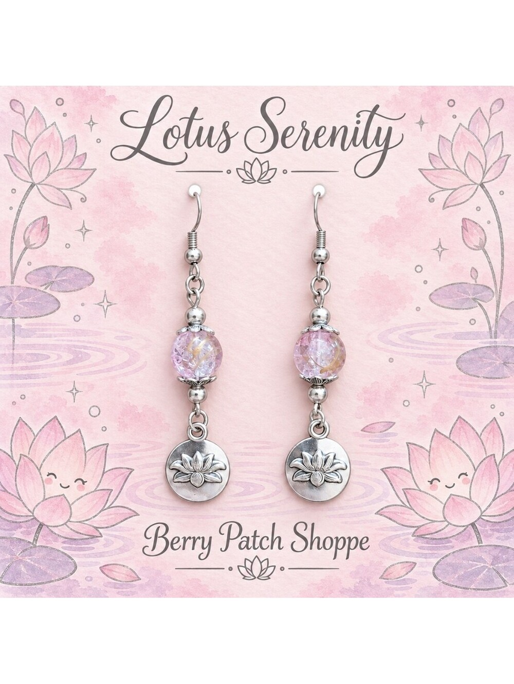 Lotus Flower Spiritual Tranquility Serenity Earrings